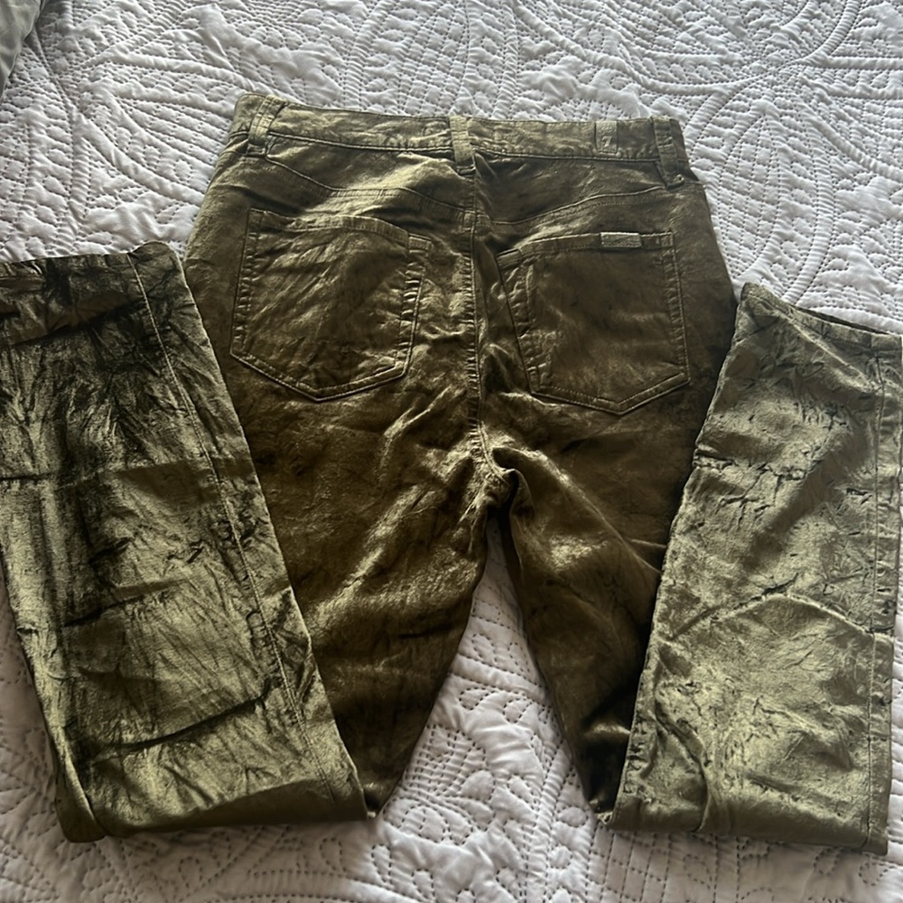 7 for All mankind high waist Velvet Olive Green Pants - Picture 6 of 8